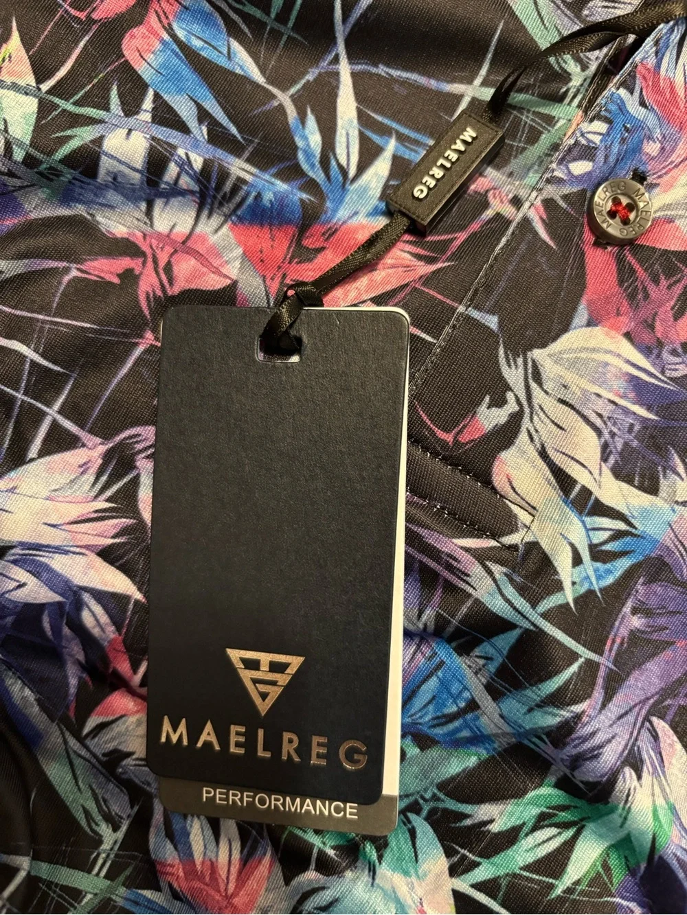 MAELREG Performance Floral Print Button-Up Shirt - Black Multi NWT - Picture 3 of 6